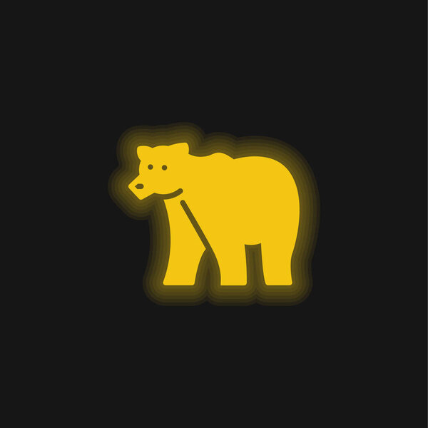 Bear yellow glowing neon icon