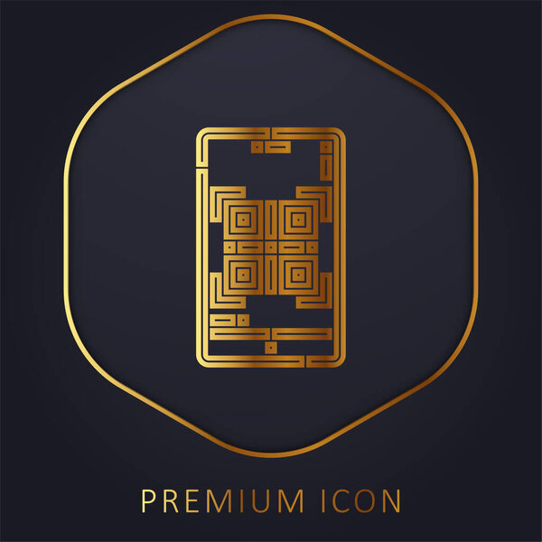 Barcode golden line premium logo or icon