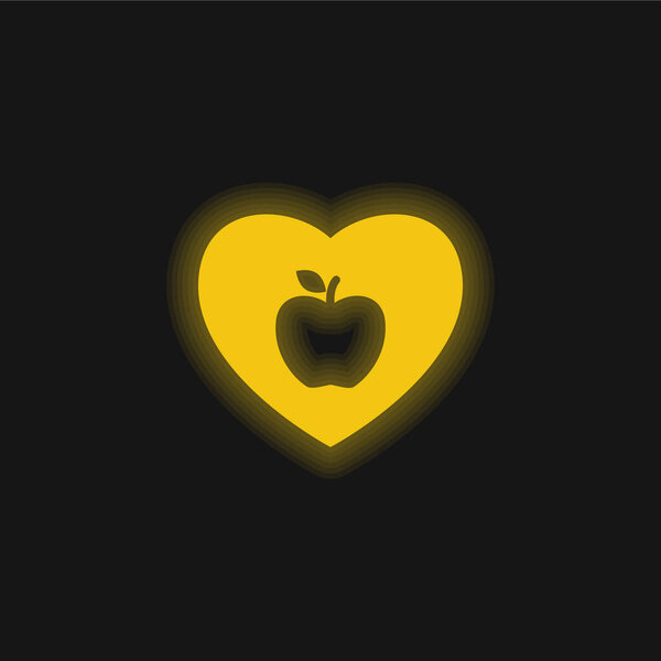 Apple Lover yellow glowing neon icon