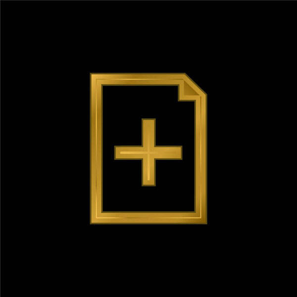 Добавить документ Интерфейс символа позолоченный металлический значок или вектор логотипа