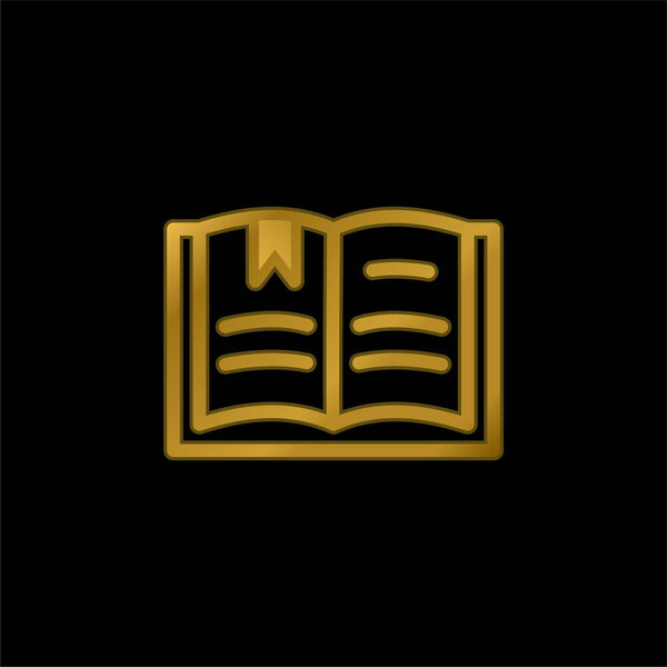 Book gold plated metalic icon or logo vector