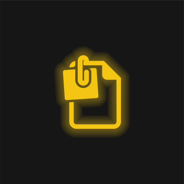 Attachment To File yellow growing neon icon