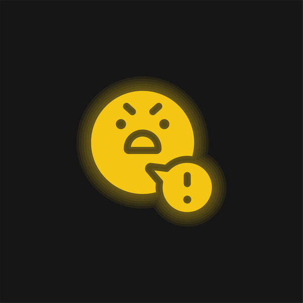 Angry yellow glowing neon icon
