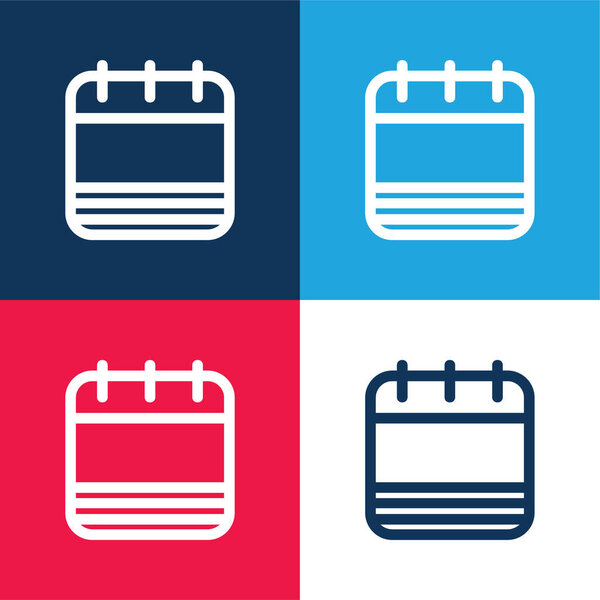 Blank Calendar Page with Stripes blue and red four color minimum set