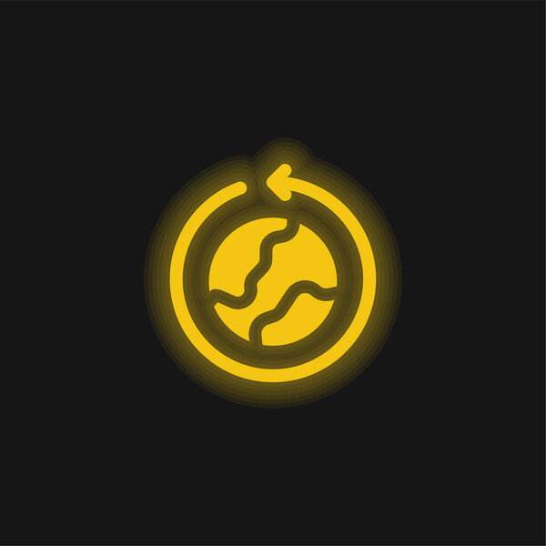 Around The World yellow glowing neon icon