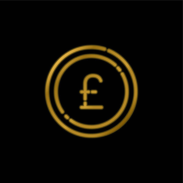 Золотая металлическая икона большого фунта или вектор логотипа