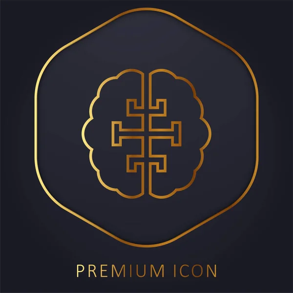 Cérebro Linha Dourada Logotipo Premium Ícone —  Vetores de Stock