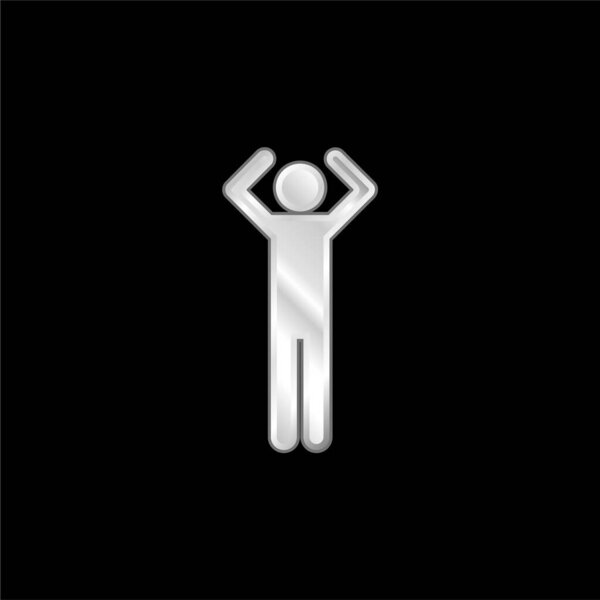 Basic Figure With Arms Up silver plated metallic icon