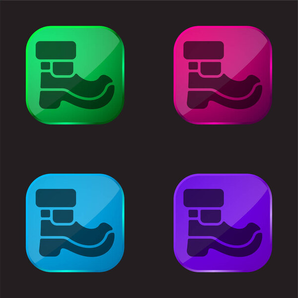 Boot four color glass button icon