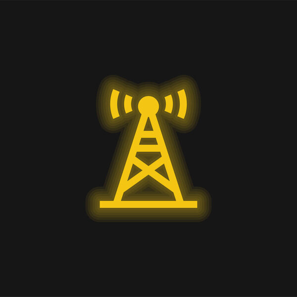 Antenna yellow glowing neon icon