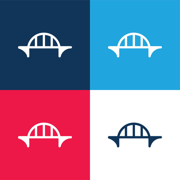 Bridge blue and red four color minimal icon set