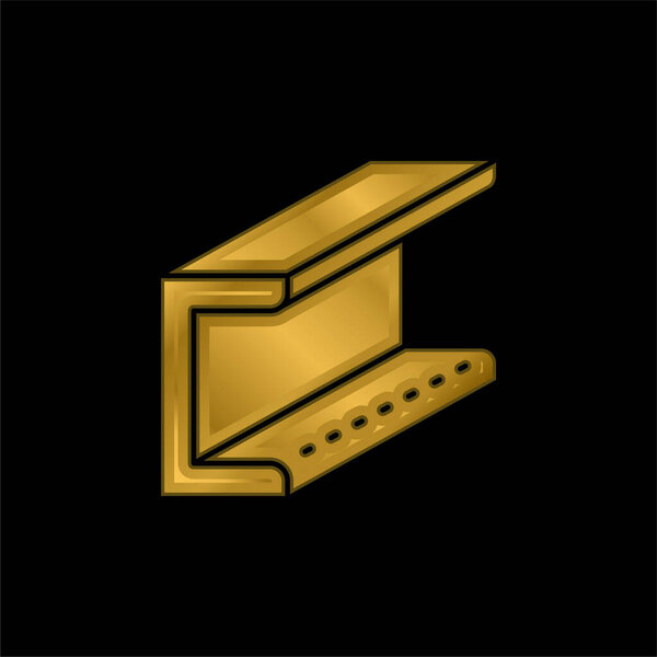 Beam gold plated metalic icon or logo vector