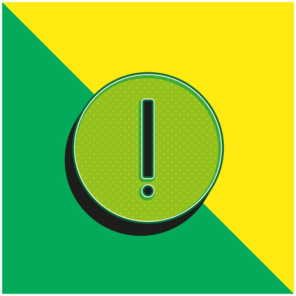 Attention Green and yellow modern 3d vector icon logo