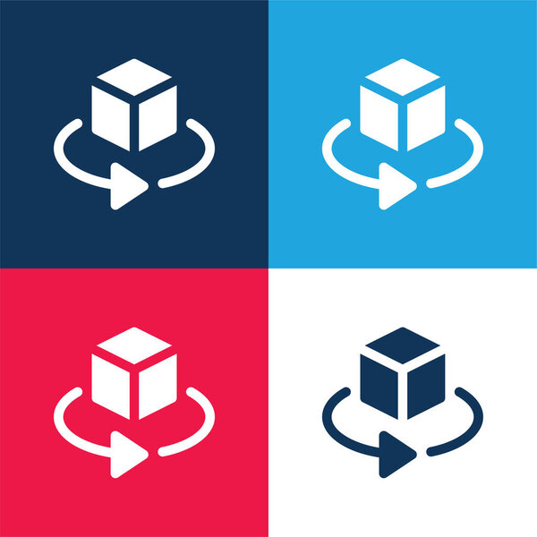 3d синий и красный четыре цвета минимальный набор значков