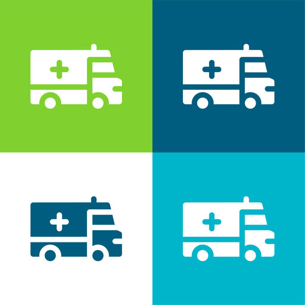 Скорая помощь Плоский четырехцветный минимальный набор значков