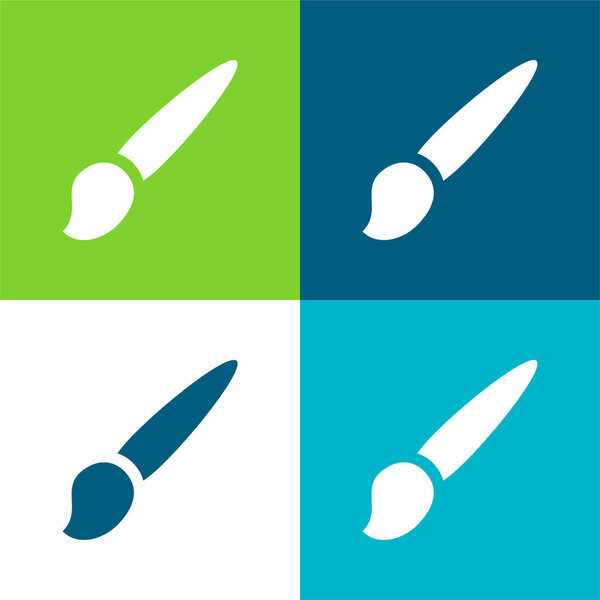 Artist Brush Flat four color minimal icon set