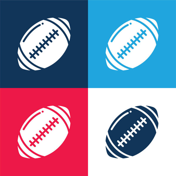 American Football blue and red four color minimal icon set