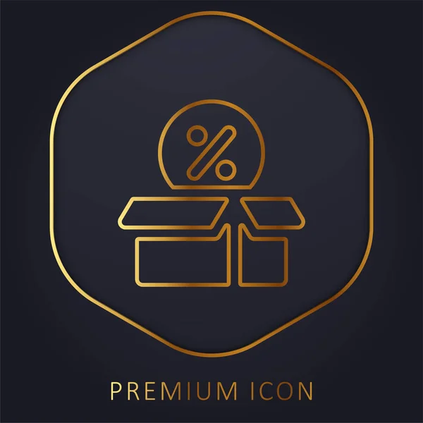 Caja Línea Oro Logotipo Premium Icono — Vector de stock