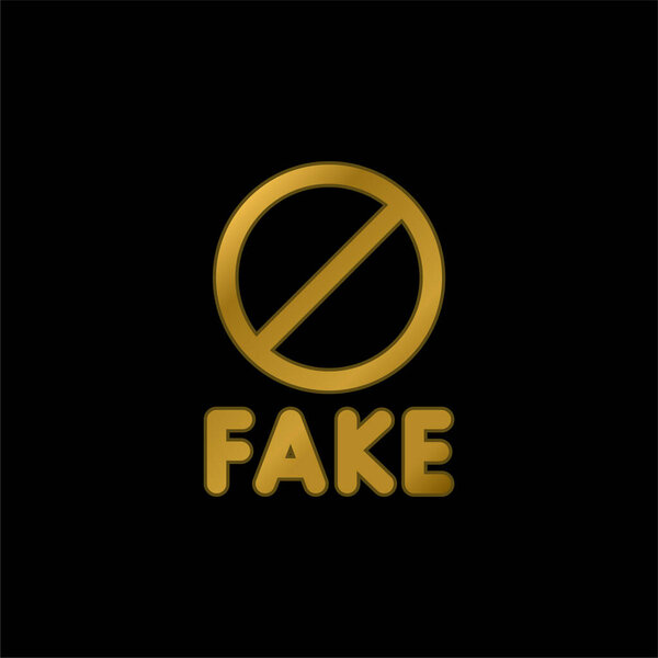 Banned gold plated metalic icon or logo vector