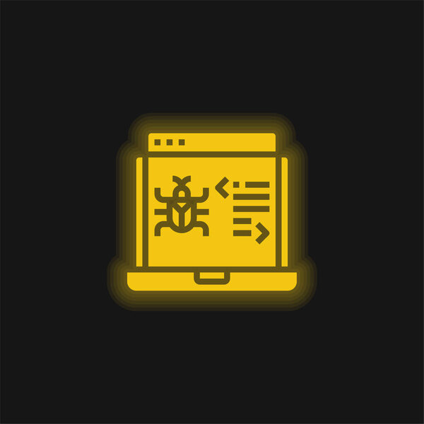 Антивирусный жёлтый светящийся неоновый значок