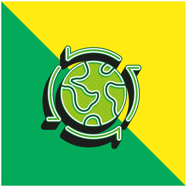 Around The World Green and yellow modern 3d vector icon logo