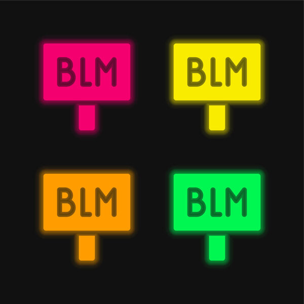 Black Lives Matter four color glowing neon vector icon