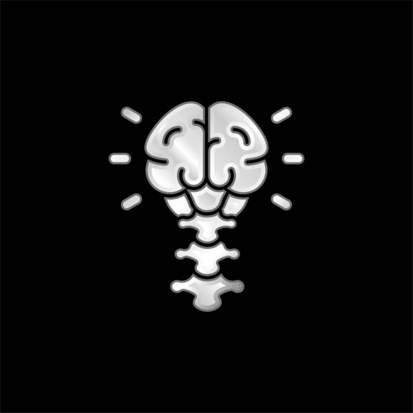Brain silver plated metallic icon
