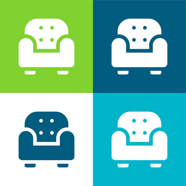 Armchair Flat four color minimal icon set
