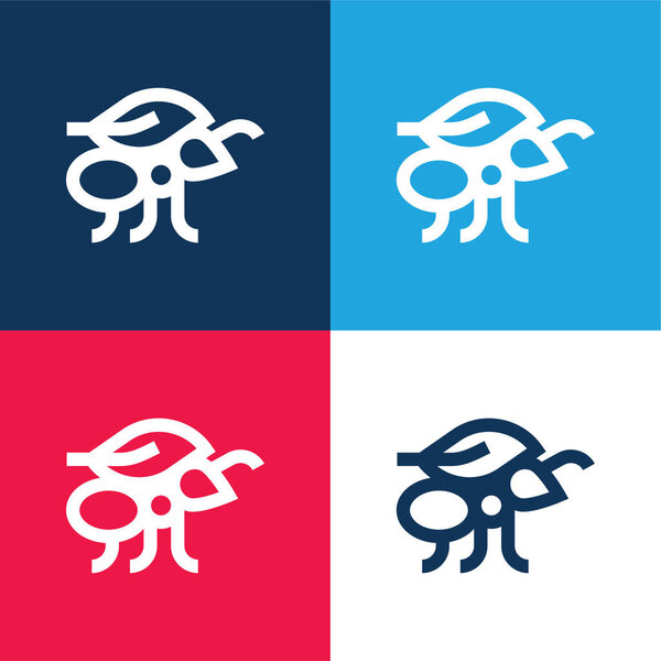 Ant blue and red four color minimal icon set