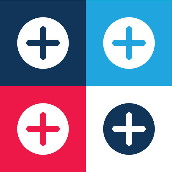 Add blue and red four color minimal icon set