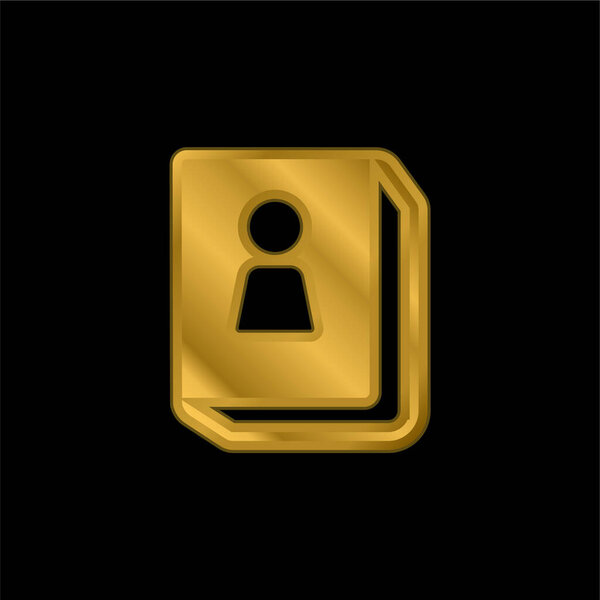 Address Book gold plated metalic icon or logo vector
