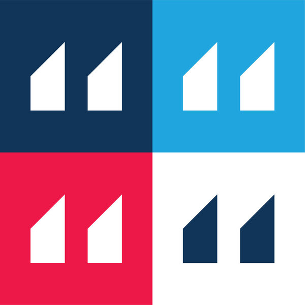 Blocks With Angled Cuts blue and red four color minimal icon set