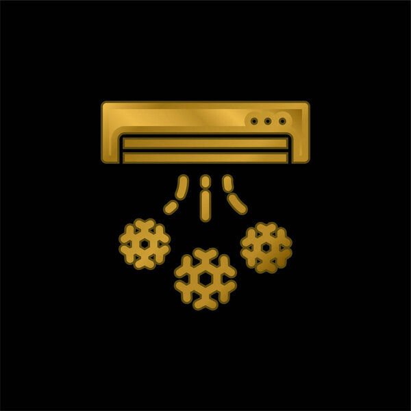 Air Conditioner gold plated metalic icon or logo vector