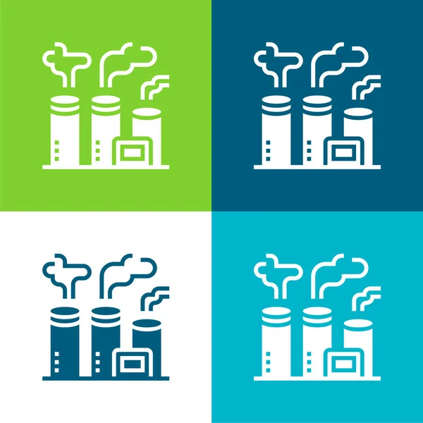 Air Pollution Flat Four Color Minimal Icon Set — Stock Vector