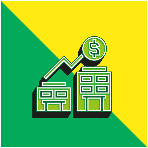 Acquisition Green and yellow modern 3d vector icon logo