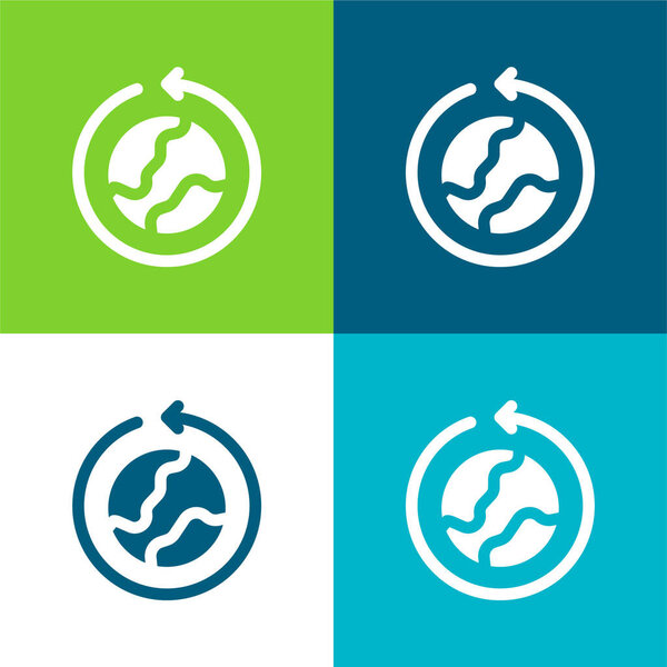 Вокруг света Плоский четырехцветный минимальный набор иконок