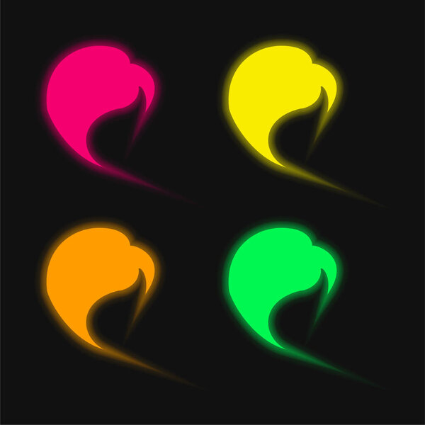 Black Hair four color glowing neon vector icon