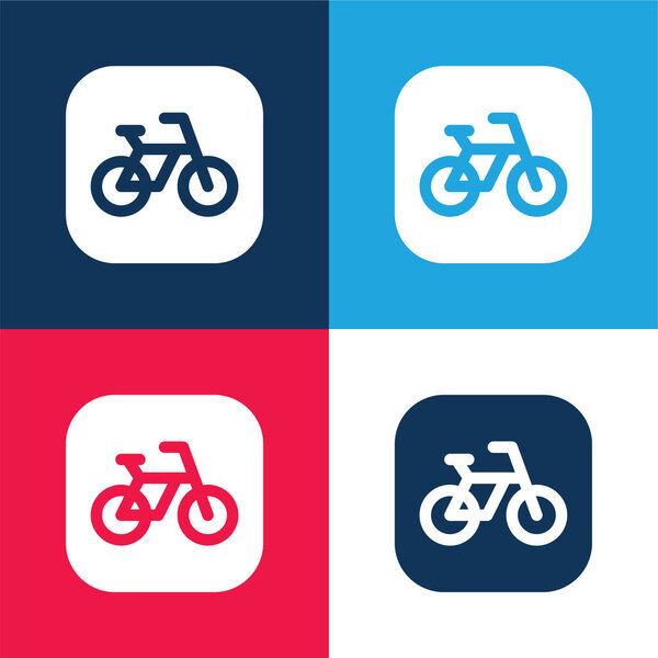 Bicycle blue and red four color minimal icon set