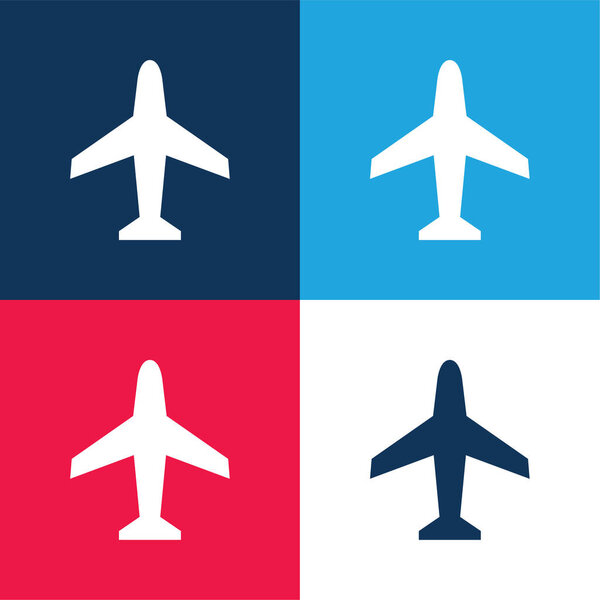 Самолет синий и красный четыре цвета минимальный набор значков