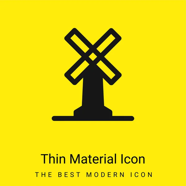 Gran Molino Viento Mínimo Icono Material Amarillo Brillante — Vector de stock