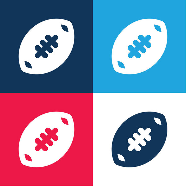 Американский футбол синий и красный четыре цвета минимальный набор значков