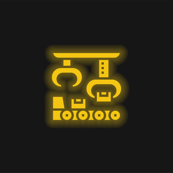 Assembly yellow glowing neon icon