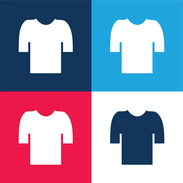 Camiseta Negra Azul Rojo Conjunto Iconos Mínimo Cuatro Colores — Vector de stock