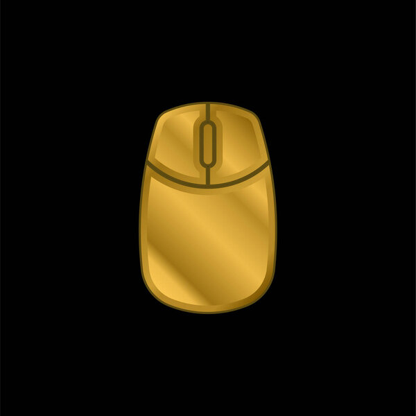 Big Computer Mouse gold plated metalic icon or logo vector