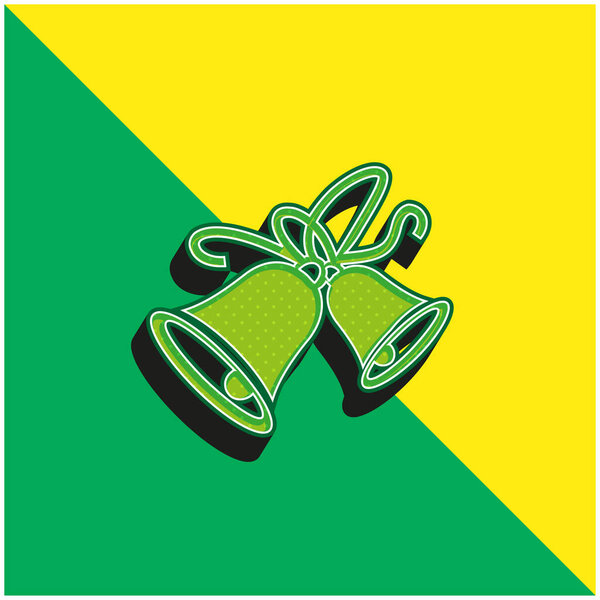 Колокола Зеленый и желтый современный 3D логотип векторной иконки