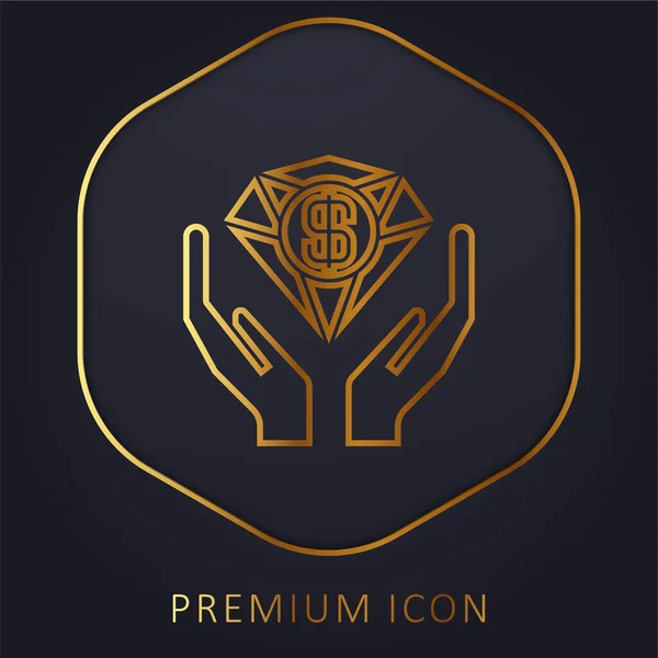 Beneficios Línea Dorada Logotipo Premium Icono — Vector de stock