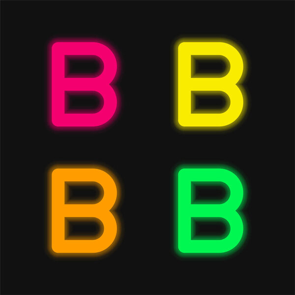 Beta four color glowing neon vector icon