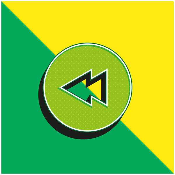 Backward Green and yellow modern 3d vector icon logo