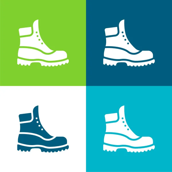 Bota Plana Cuatro Colores Icono Mínimo Conjunto — Vector de stock