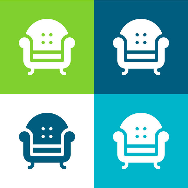 Armchair Flat four color minimal icon set